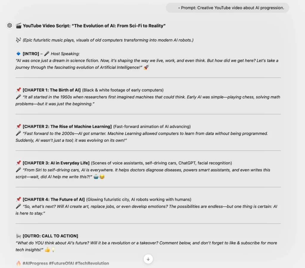 Prompt: Creative YouTube video about AI progression.